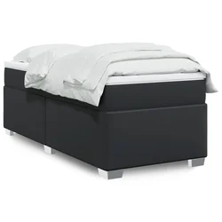 vidaXL Box spring postelja z vzmetnico črna 90x190 cm umetno usnje
