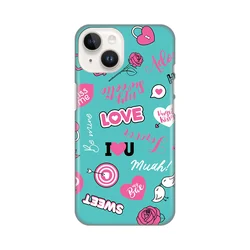 Silikonska maska za iPhone 14 6.1 Love Print tirkizna