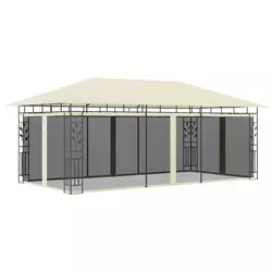 Paviljon z mrežo proti komarjem 6x3x2,73 m krem