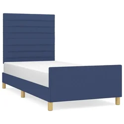 Vidaxl posteljni okvir brez vzmetnice Modra 100x200 cm Tkanina