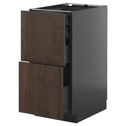METOD / KNIVSHULT Pod.orm.2front/2dnj/1srd/1vis.fiok, Crnosiva/Sinarp smeđa, 40x60 cm
