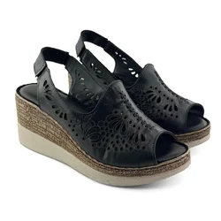 LP Fashion Ženske kožne sandale, Crne