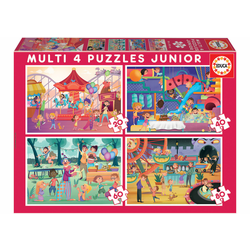 Puzzle Multi 4 Junior Park atractions+Childrens party Educa 20-40-60-80 dielov EDU18601