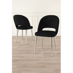 HANAH HOME Set stolica (4 komada) Pane Black Chrome