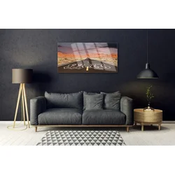 tulup.si Slika na steklu Desert avtoceste 125x50 cm 2 obešalnika