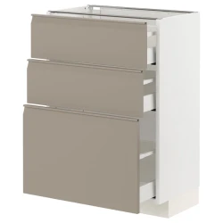 METOD / MAXIMERA Podni element s 3 fioke, bela/Upplöv tamnobež, mat, 60x37 cm