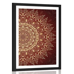 Plakat s paspartujem zlata Mandala na bordo ozadju - 60x90 no frame
