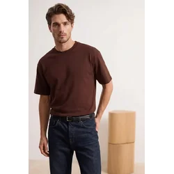 Trendyol Muška majica Tedss25Ts00005, Braon