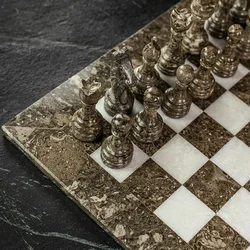 Šah Set Marble Grey & White 40 x 40 cm