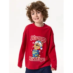 Sinsay - Pamučna majica sa božićnim printom PAW Patrol - crvena