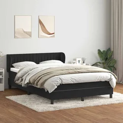 vidaXL Box spring postelja z vzmetnico črna 160x210 cm žamet