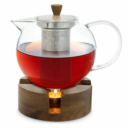 Klarstein Sencha, dizajnersko oblikovan čajnik, z lesenim grelnikom Oolong, 1,3 l, vstavno cedilo (-)