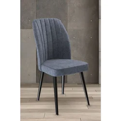 Hanah Home set trpezarijskih stolica Platinum 8 kom, dimno siva tkanina Jerry, crne metalne noge