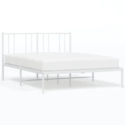 Vidaxl Kovinski posteljni okvir z vzglavjem bel 150x200 cm