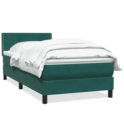 Vidaxl Box spring postelja z vzmetnico temno zelena 80x220 cm žamet