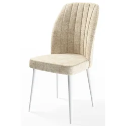 Hanah Home set trpezarijskih stolica Etra 4 kom, krem tkanina Jerry, bele drvene noge