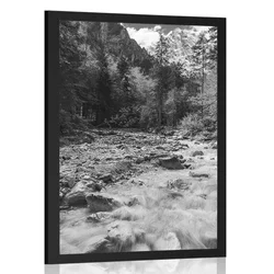 Plakat črnobela gorska pokrajina - 40x60 no frame