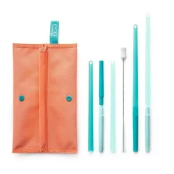 Tupperware Eko set 4 slamčice, četkica za slamčice  i torbica za slamčice