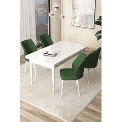 Hanah Home Set Trpezarijski sto i 4 stolice Arp, Zeleno-beli