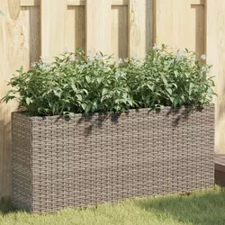 Vrtna sadilica s 2 posude siva 90 x 20 x 40 cm od poliratana