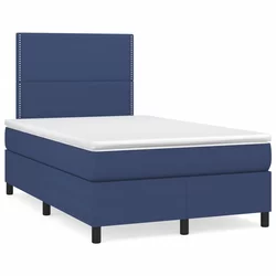 vidaXL Box spring postelja z vzmetnico LED modra 120x190 cm blago