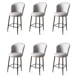 Hanah Home Set barskih stolica Uras, 6 komada, Sivo-crni