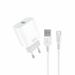 DENMEN DC07T Punjač za mobilne 18W Fast + Type C kabl bela
