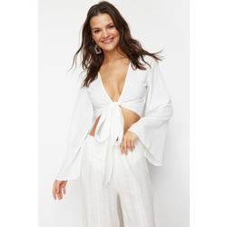 Trendyol White Crop Woven Blouse