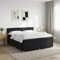 vidaXL Postelja boxspring z vzmetnico Črna 200 x 200 cm Blago