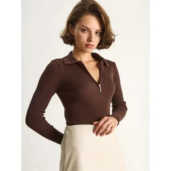 Bianco Lucci Pulover Pullover temno rjava