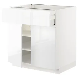 METOD / MAXIMERA Podni element s fiokom/2 vrata, bela/Voxtorp v. sjaj bela, 80x60 cm