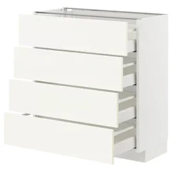 METOD / MAXIMERA Podni element 4 fronta/4 fioke, bela/Vallstena bela, 80x37 cm