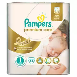 PAMPERS pleničke Premium Care Newborn 1 (2-5kg), 22 kosov