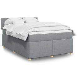 vidaXL Box spring postelja z vzmetnico svetlo siva 140x200 cm blago