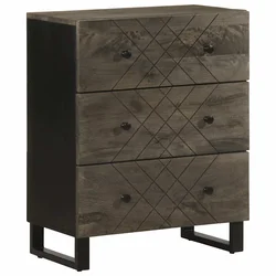 Komoda crna 60x33x75 cm Puno drvo Mango