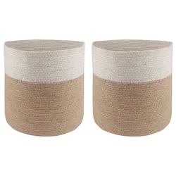 Set saksija za biljke 2 pcs Prirodna i bijela O 28 x 28 cm
