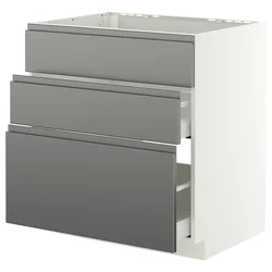 METOD / MAXIMERA Pod.element sudop. i 3front/2fioke, bela/Voxtorp im. nerđajućeg čelika, 80x60 cm