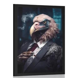 Plakat živalski gangster jastreb - 60x90 white
