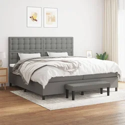 shumee Box spring postelja z vzmetnico temno siva 200x200 cm blago