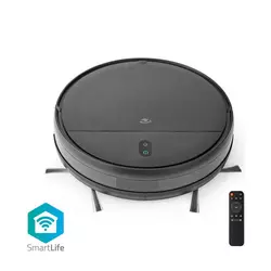 Nedis WIFIVCR001CBK - Pametan crni robotski usisivač sa mopom, Wi-Fi + daljinski upravljač