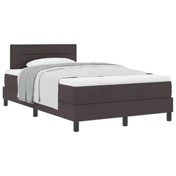 Vidaxl Postelja z vzmetnico z vzglavjem Temno rjava 120 x 200 cm blago