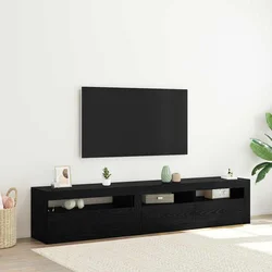 TV ormar 2 pcs Crni hrast 195 x 35 x 40 cm Konstruirano drvo