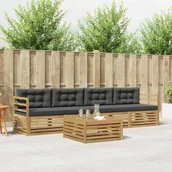 Set vanjskih sofa 5 kom. Bijela i antracit Čvrsto drvo akacije