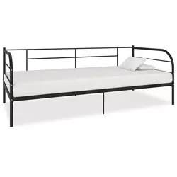 Posteljni okvir za dnevno posteljo črn kovinski 90x200 cm