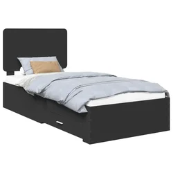 Vidaxl Konstrukcija postelje Črna 75 x 190 cm Konstruiran les