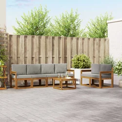 Set vanjskih sofa s jastukom 7 pcs Prirodna i svijetlo siva