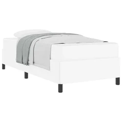 Vidaxl Konstrukcija postelje z vzmetnico Bela 90 x 190 cm blago