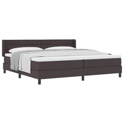 Vidaxl Postelja z vzmetnico z vzglavjem Temno rjava 200 x 200 cm blago