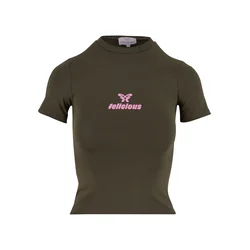 Felicious Majica temno zelena/roza