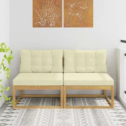 2 Komad Srednja sofa za van Poliester Bijela